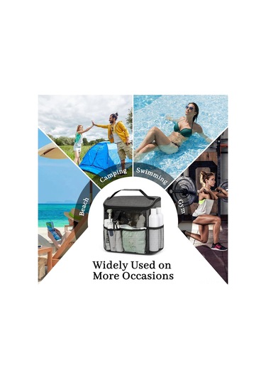 Tenfowee Gri Duş Sepeti, Pvc Ağ + Oxford Kumaş, 48x27x18cm, Taşınabilir Banyo/gimnastik/seyahat Dolabı, Hızlı Kuruyan Tuvalet Malzemeleri Organizer Gri