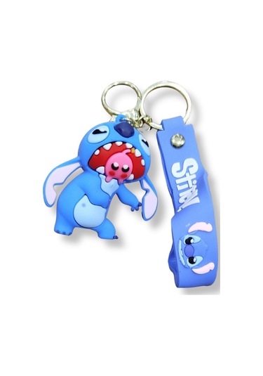 Stitch V2 Premium 3d Figürlü Mavi Bilek Kayışlı Anahtarlık - 1 Adet