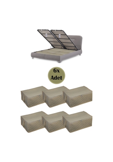 Adarya Home Çekyat Baza Tipi Hurç  Baza Alti-Kazak-Yastik-Pike Saklama Hurcu 6 Adet 22 x 40 x 60 Krem