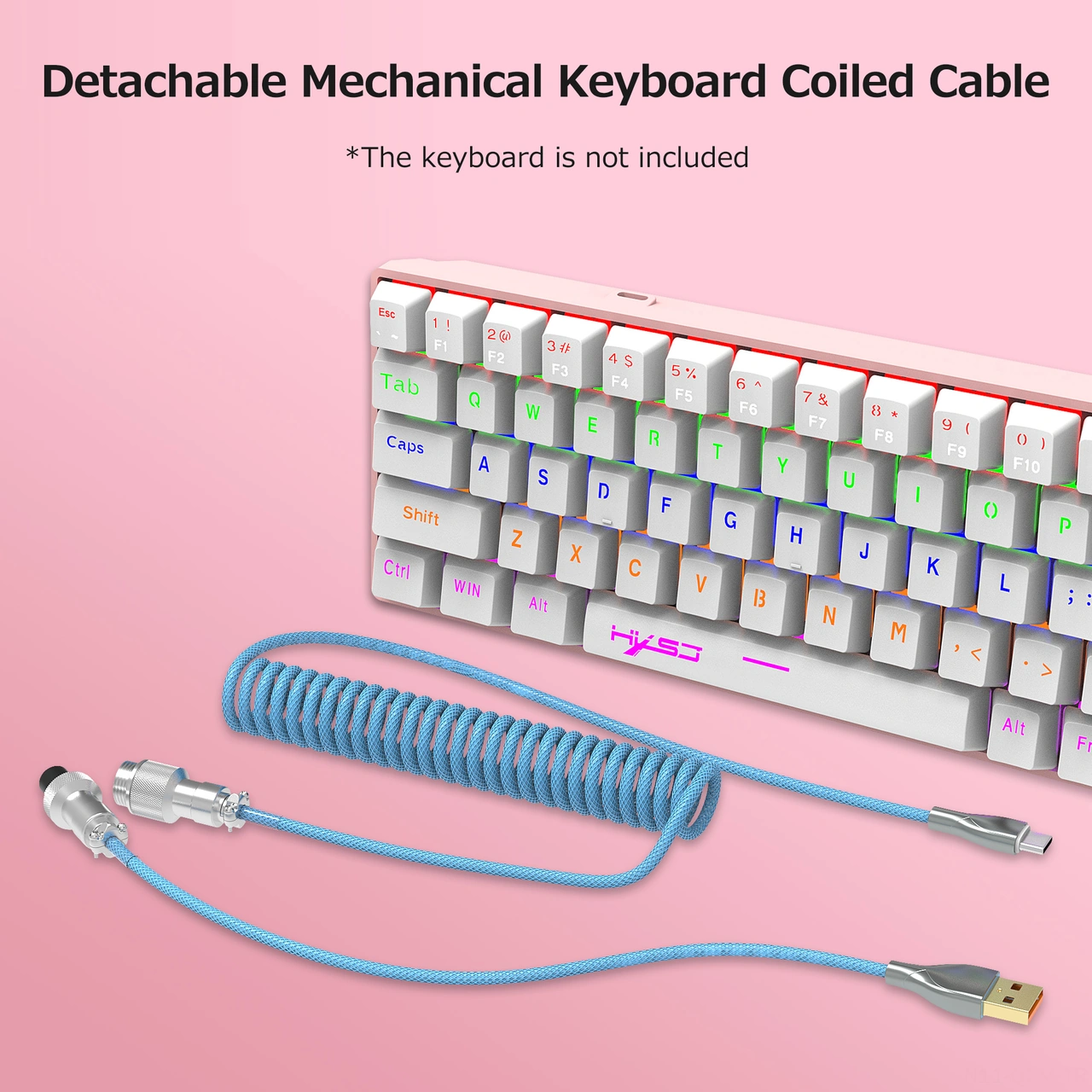 Qingmipy Mekanik Klavye İçin Genişletilebilir Nilon Örgü Kablosu - Usb'den Type-c'ye Çevirici Beyaz