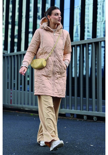 Gabria Kapşonlu Kadın Mont Bej