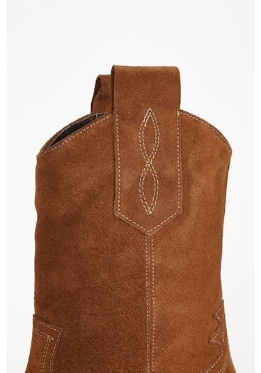 Tamer Tanca Kadın Hakiki Deri Taba Süet Western Bot 231 2068 Bn Bot Sk23/24 Taba Suet