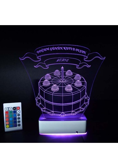 Kişiye Özel 3D Led Doğum Günü Pastası Lamba