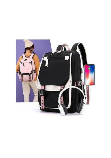 2020 Siyah Beyaz Mao Qiu Naylon Malzeme Sırt Çantaları İle Swagger Çanta Antrasit - Siyah