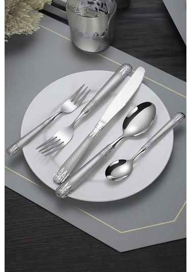 Çelik 6 Kişilik Yemek Kaşık Çatal Bıçak Seti Cin740by