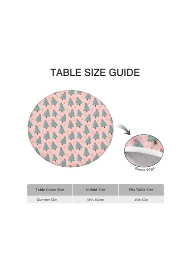 Noel Desenli Yuvarlak Elastic Masa Örtüsü, 45-52 İnç, Suya Dayanıklı, Piknik Ve Kamp İçin Noel Ağacı Kurdele