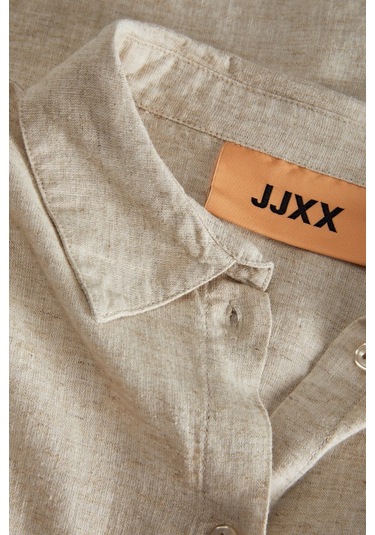 Jjxx Kadın Jxjamıe Oversize Uzun Kollu Keten Gömlek 12269668 Bej Bej