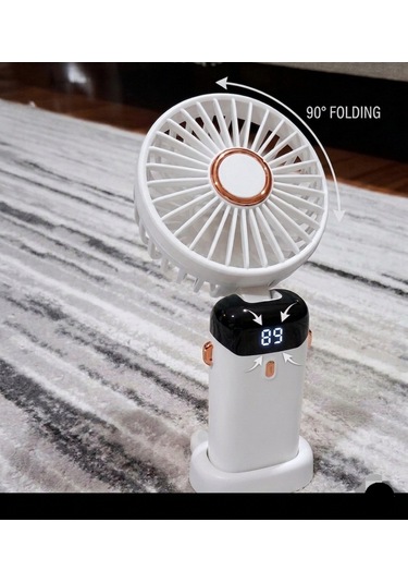 Led Digital 5 Kademe 90 Derece Katlanabilir Şarj Göstergeli El Vantilatörü