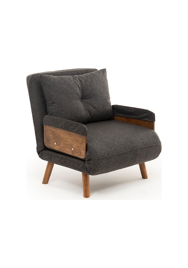 Pafu Cosmo Tekli Katlanır Yataklı Koltuk - Keten Koyu Gri Koyu Gri