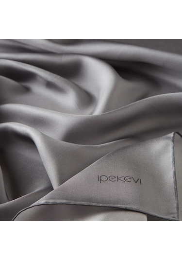 İpekevi Düz Twill Ipek Eşarp Koyu Gümüş
