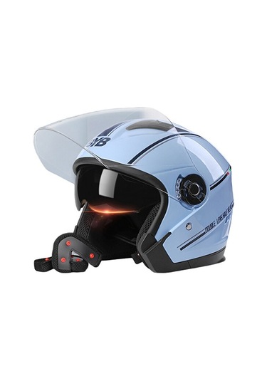 Globeasy Kapalı Vizörlü Motosiklet Kaskı Elektrikli Sürme Kaskı-mavi Mavi