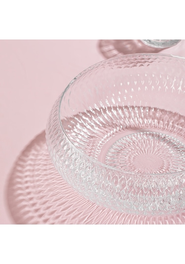 Porsima 4319 Rustik El Yapımı Büyük Boy Cam Salata Kasesi 26cm Şe