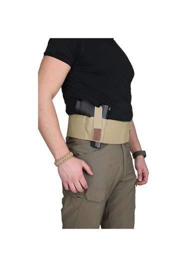 Özel Petek Dokuma Premium Korse Tabanca Kılıfı Çift Şarjörlüklü // Bej Bej