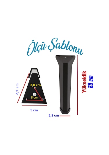 Mobilya Ayakları Ünite Baza Koltuk Ayağı Ayağı Sehpa Masa Puf Tabure Metal Ayakları Siyah 20 Cm Siya Diğer