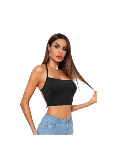 Asilsen Desire İn Motion Scuba Dalgıç Kumaş Kadın Büstiyer Crop Siyah