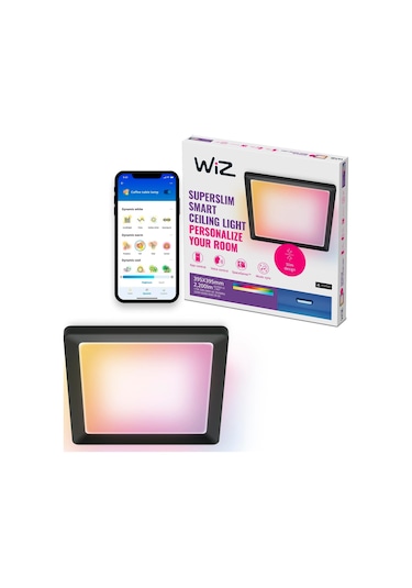 Wiz Siyah Akıllı Sıva Üstü Rgb Kare Panel Tavan Armatürü 17w Renkli