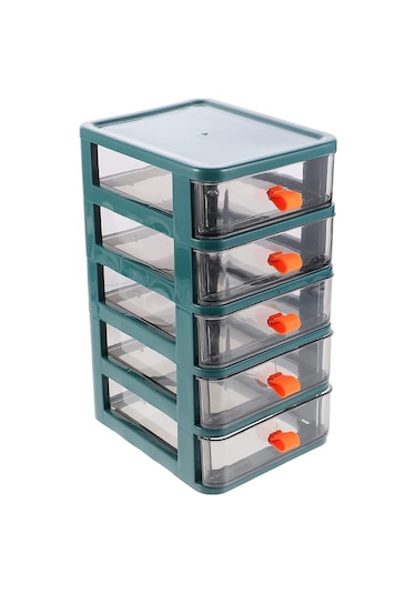 Anjiexun Masaüstü Depolama Dolabı Küçük Çok Katmanlı Çekmece Depolama 5 Çekmece Yeşil