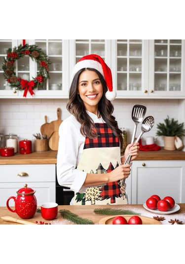 Kadınlar Erkekler İçin Noel Önlükleri Ayarlanabilir Su Geçirmez Tatil Mutfağı Bej, Yetişkin Diğer