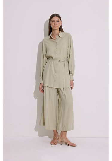 Modal Kemerli Gömlek Çağla Çağla