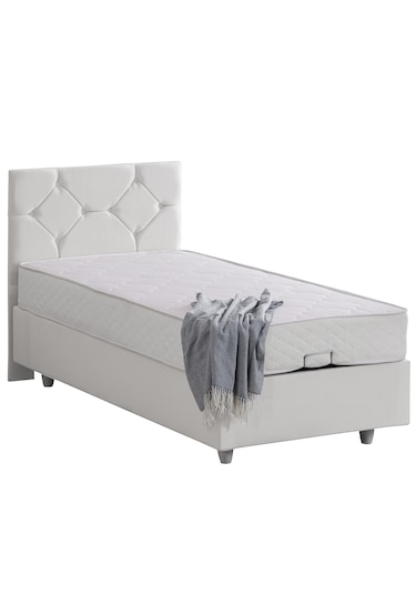Glamis Tek Kişilik Baza Başlık Letto Yatak Seti - Beyaz 90 x 200