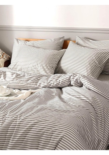 Caqqa Çizgili Pamuk 2 Adet 50x70 Cm Yastık Kılıfı