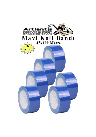 Mavi Koli Bantı 100 Metre 6 Adet 45mm X 100 Metre Renkli Koli Bandı Extra Güçlü Formül Akrilik Koli Bandı 6
