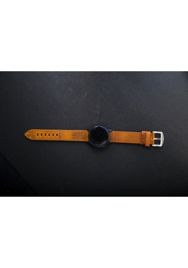Hakiki Deri 20mm Akıllı Pimli Saat Kordonu Açık Kahverengi