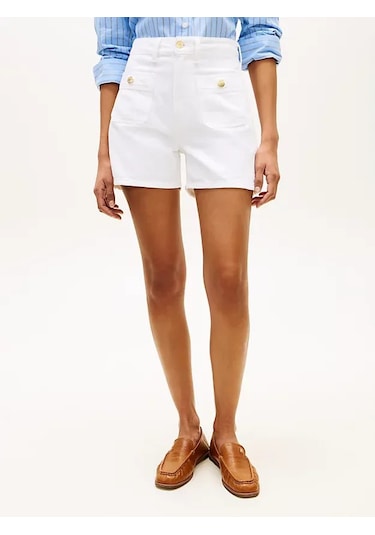 Tommy Hilfiger Dnm Clr Mını Short Hw Kadın Beyaz - Ww0ww49579