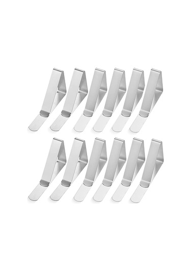 Jeehugo 12 Adet Paslanmaz Çelik Masa Örtüsü Klipsi - Dış Mekan Piknik Masa Örtüsü Sabitleyici, Dayanıklı Ve Paslanmaz, Kolay Kullanıma Uygun Gümüş