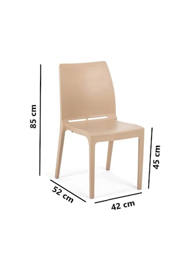 Omnipazar Sy-2506 Plastik Eve Bahçe Koltuk Sandalye 4'lü Set Bej