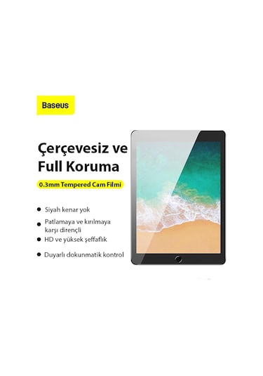 Baseus 0.3Mm Apple Uyumlu iPad  9.7İnç Full Kaplama Tempered Cam Koruyucu