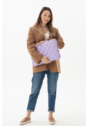 Kapitone Laptop Kılıfı 15.6 & 16 İnç Lila