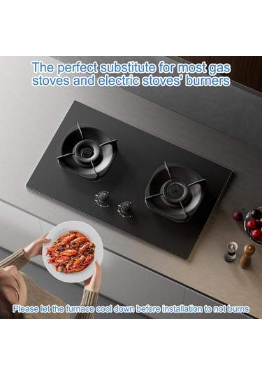 Xindoker Metal Ocak Bıçaklık Kapağı Ve Alev Bölücü Seti, 8 Parça Mutfak Aksesuarı, Çoğu Ocağa Uygun Siyah-gri