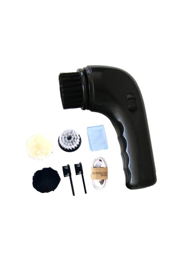 Homyl Elektrikli Ayakkabı Cilalama Fırçası Deri Bakım Seti Siyah