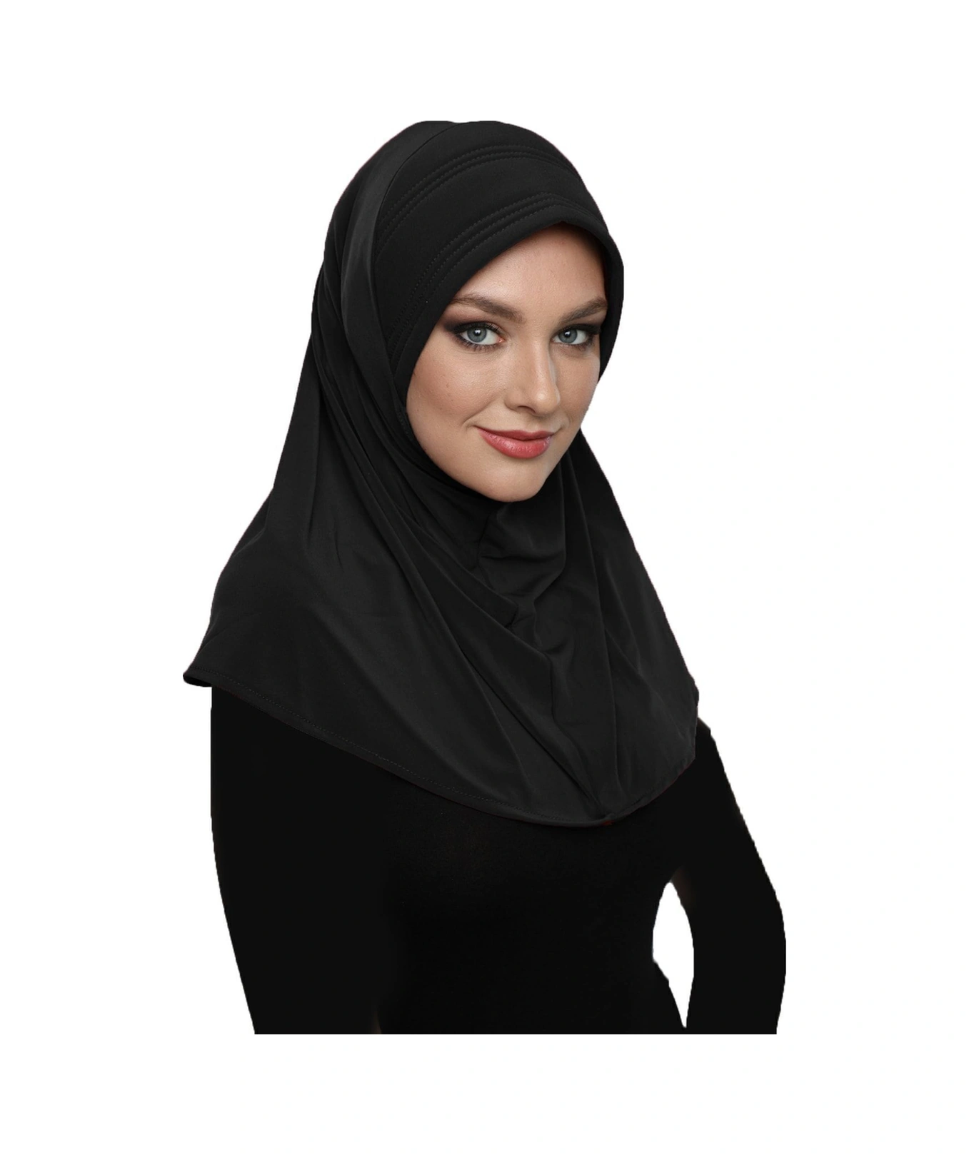 Takmatik Sade Siyah Hazır Türban Tesettür Havuz Bonesi Namaz Örtüsü Siyah