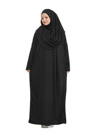 Keseli Namaz Elbisesi Eşarp Ve Tesbih Hazır Tesettür Giyim Türban Müslüman Giysi Takım Siyah