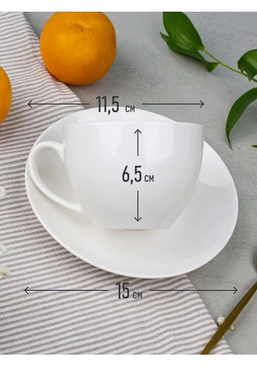 Korall Barista 220ml Porselen Çay Takımı Hediye Seti 154164213 Beyaz