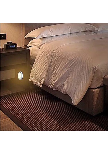 Youtek 3'lü Otomatik Led Işık, Optik Sensörlü Pilli Gece Lambası, Duvarüstü, Merdiven, Ev Kullanıma Uygun Beyaz/gümüş