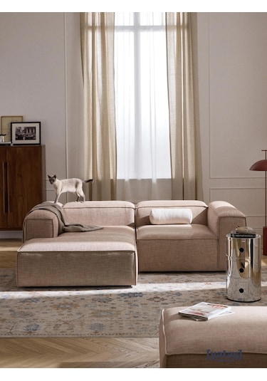 Most Mollis Plus Sol Köşe 2 Modül Köşe Koltuk 09 Bej Keten Kumaş