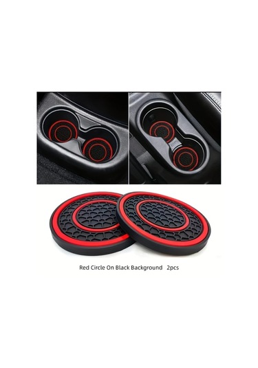 Zhanglei001 2 Adet Pvc Çift Halka Araç Bardaklığı Tabanı - Kırmızı, Kaymaz, Toz Geçirmez, Evrensel Kırmızı