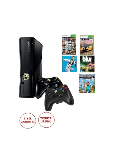 Xbox 360 Slim 250 GB 30 Oyun Yüklü Konsol + 2 Kol + Jtag (İthalatçı Garantili)