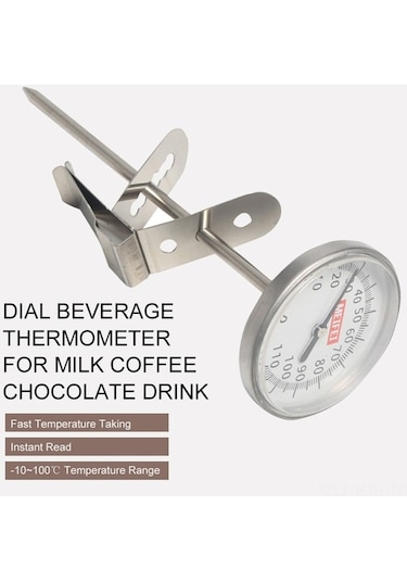 Fortunelane Altın Büyük Diskli El Çekim Termometresi - Hızlı Ölçüm, Büyük Ekran, Süt Köpüğü Ve Kahve Isısı Kontrolü