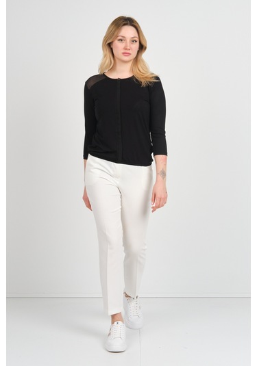 Sistas Kadın Omuz Ve Kolları Tül Detaylı Beli Lastikli Truvakar Kol Bluz 23321 Siyah Siyah