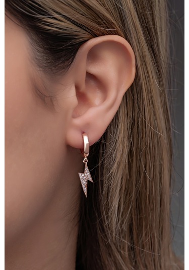 Nereze 925 Ayar Gümüş Sallantılı 10 Mm Tamtur Şimşek Küpe