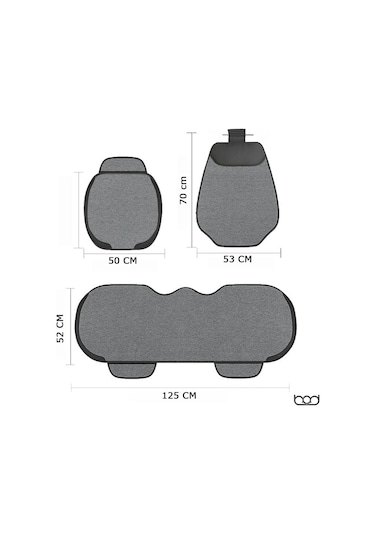 Bod Keten Terletmez Oto Koltuk Minderi Seti Koltuk Koruma Kılıfı Yalı Serisi Ön Arka Set Siyah
