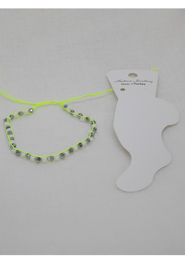 Glamglamour Fosfor Yeşil Kristal Boncuk Kadın Halhal Çok Renkli