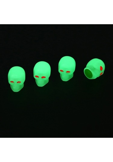 1 Takım Araba Lastiği Aydınlık Motosiklet Kafatası Vana Çekirdek Kapağı Yeşil