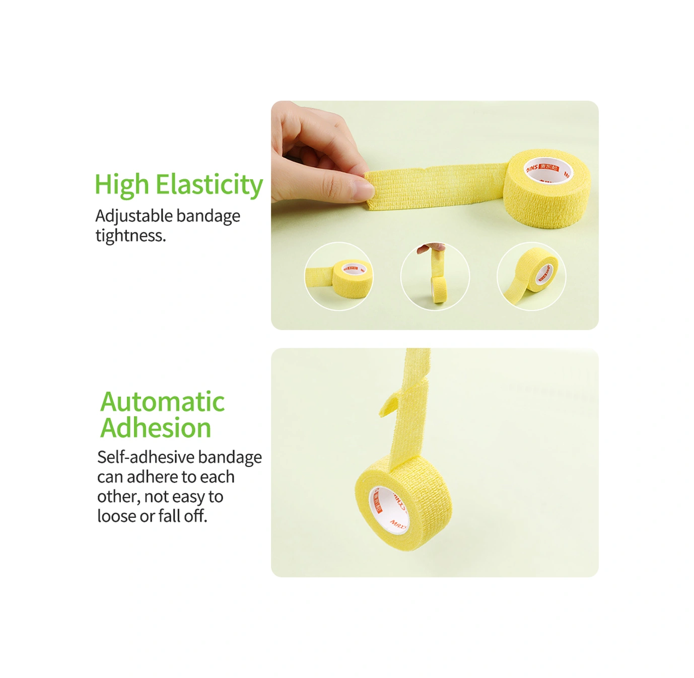 Neevoyu 4 Adet Yazma Kullanıma Uygun Topuk Korumalı Bandaj - Panda, Pinguin, Sevgi, Mavi Pençe Desenli - 25mm X 4.5m Nem Geçirgen Non-woven Bez