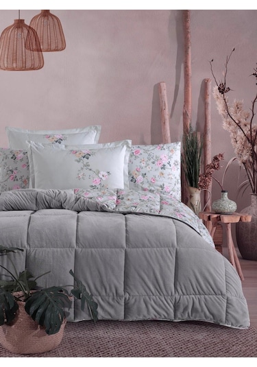 Clasy Wellsoft Çift Kişilik Çift Taraflı Uyku Seti Elara Gri