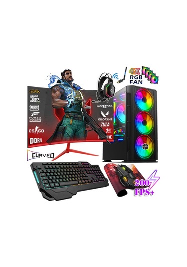 Zeiron NCX45 R5-3600 32 GB 1 TB HDD + 512 GB SSD 8 GB RX580 23.8" Dos Masaüstü Oyuncu Bilgisayarı